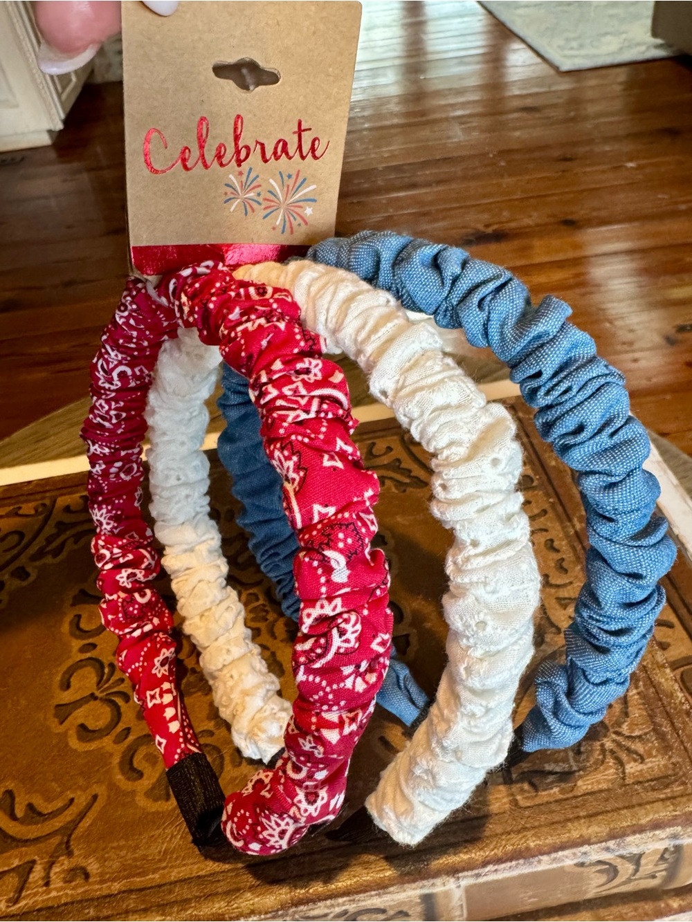 Celebrate It Red/White/Blue Scrunchie Headband Set